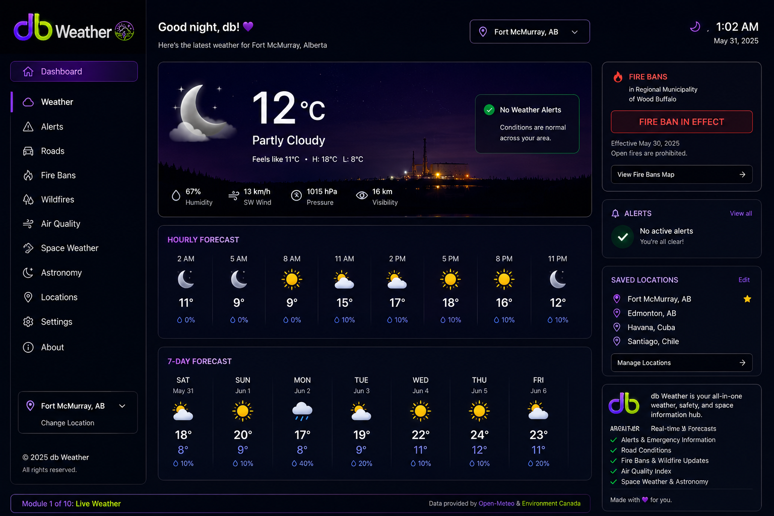 db Weather screen